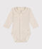 Body de manga larga con cuello de algodón de bebé beige MONTELIMAR CHINE