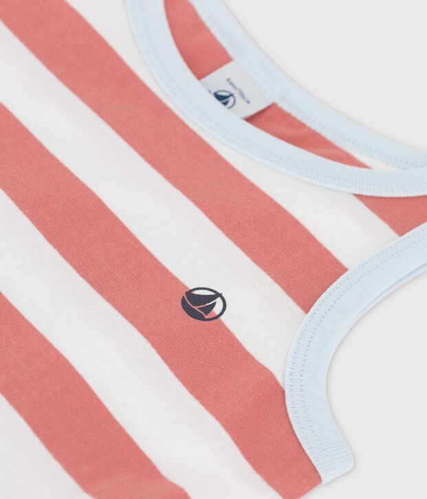 Vestido sin mangas de algod&oacute;n a rayas para ni&ntilde;a rosa/blanco