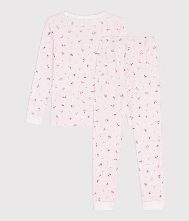 Pijama infantil muy ajustado de algod&oacute;n con estampado de flores rosa/multicolor