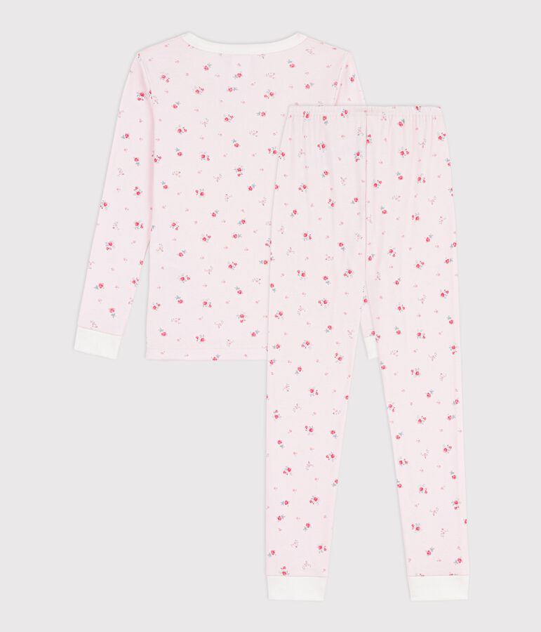 Pijama infantil muy ajustado de algod&oacute;n con estampado de flores rosa BARELY/ MULTICO