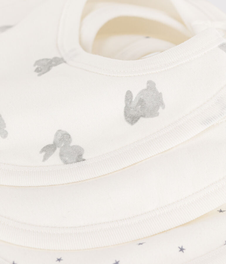 Juego de 3 baberos de algod&oacute;n con conejos multicolor