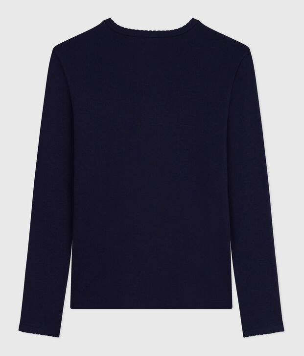 Camiseta Ic&oacute;nica cocotte de manga larga de algod&oacute;n para mujer azul