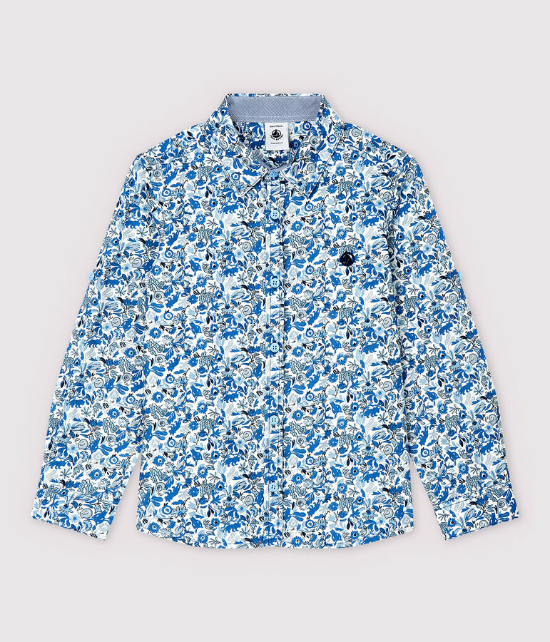 Camisa de popelina de ni&ntilde;o blanco/multicolor