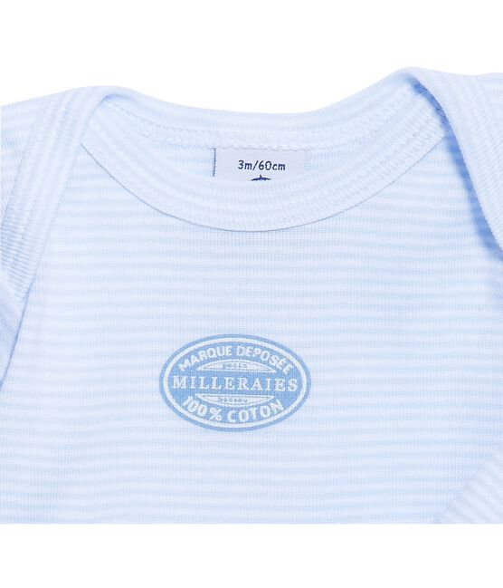 Body de manga larga milrayas para bebé niño azul FRAICHEUR/blanco ECUME