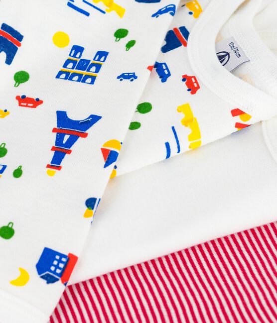 Juego de bodis de algodón de manga larga con estampado para bebé variante 1