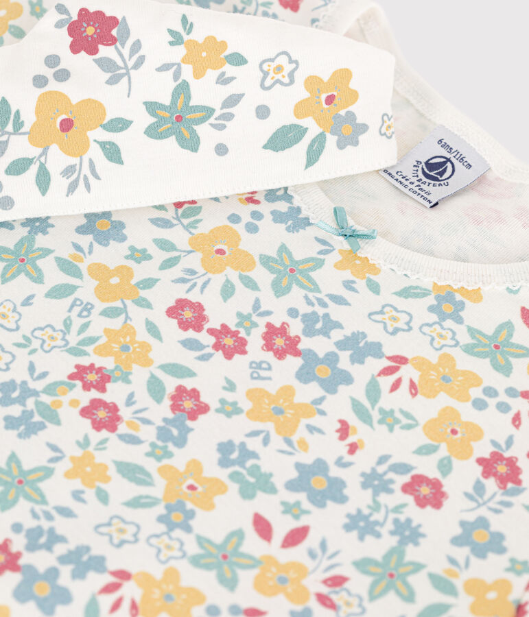 Camis&oacute;n de algod&oacute;n con flores y corona para ni&ntilde;a blanco/multicolor