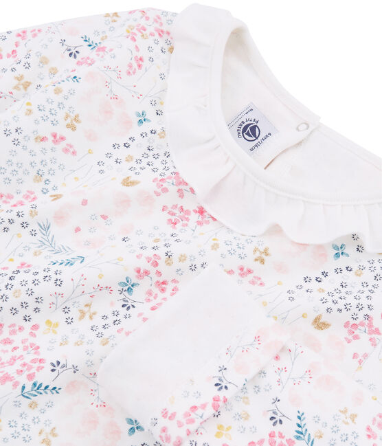 Pijama de tela túbica para niña blanco MARSHMALLOW/blanco MULTICO