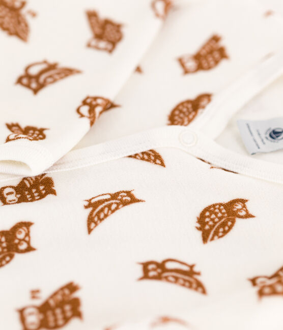 Pelele de terciopelo con búhos para bebé blanco MARSHMALLOW/ ECUREUIL