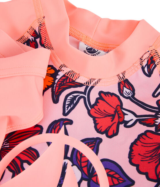 Camiseta anti-UV UPF 50+ ecorresponsable para niña rosa PATIENCE/blanco MULTICO