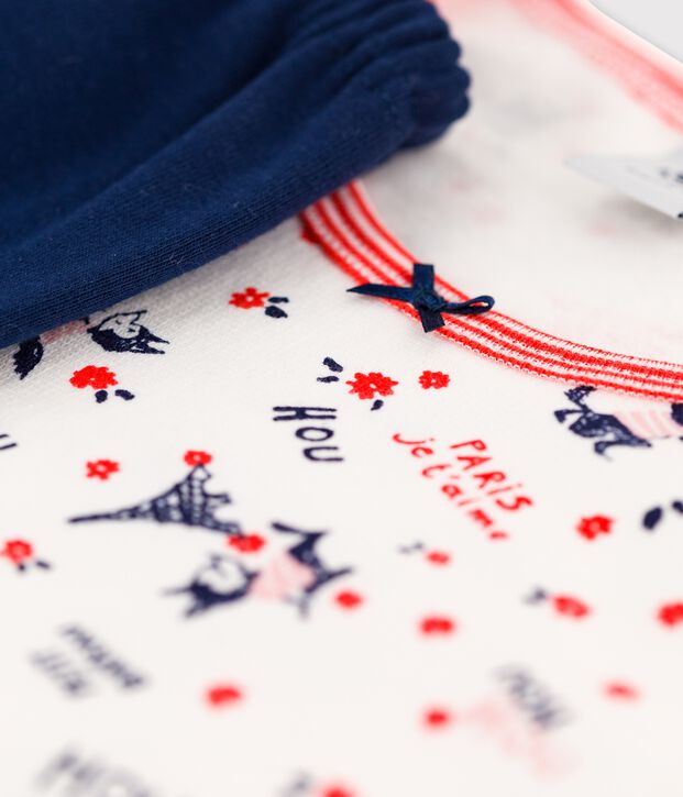 Camis&oacute;n con leggings de ni&ntilde;a de algod&oacute;n org&aacute;nico de ni&ntilde;a blanco/multicolor