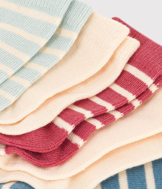 Juego de 5 pares de calcetines de punto de algodón con rayas para bebé variante 1