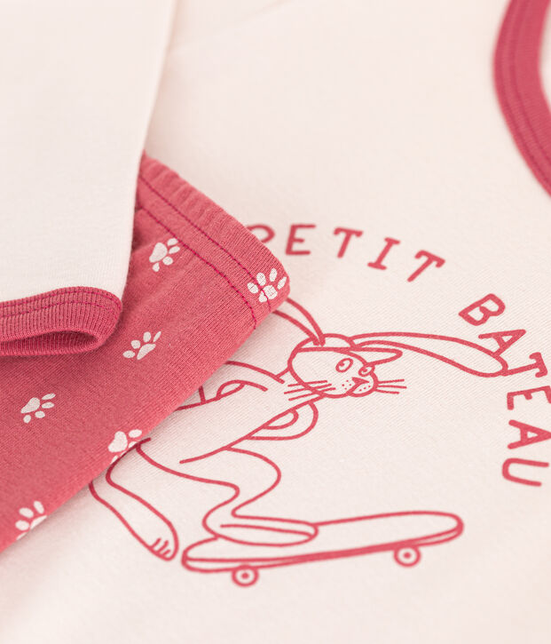 Pijama de ni&ntilde;o de manga larga de algod&oacute;n beige/multicolor