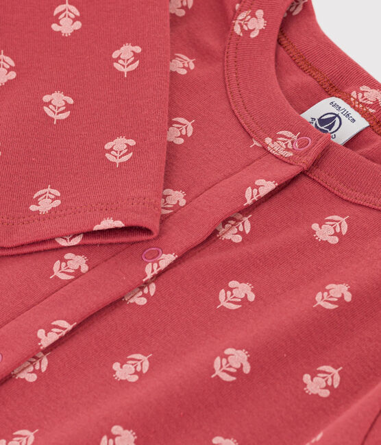 Cárdigan estampado de algodón para niña rosa PAPI/beige AVALANCHE