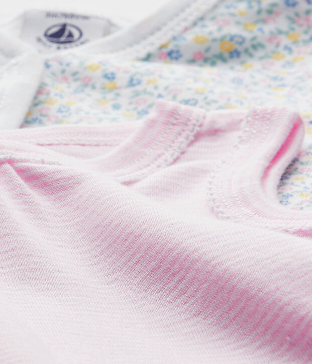 Lote de 2 peleles cortos para beb&eacute; ni&ntilde;a blanco