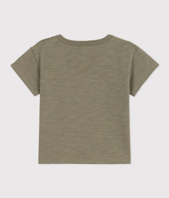 Camiseta de manga corta de punto flameado para bebé verde MARECAGE