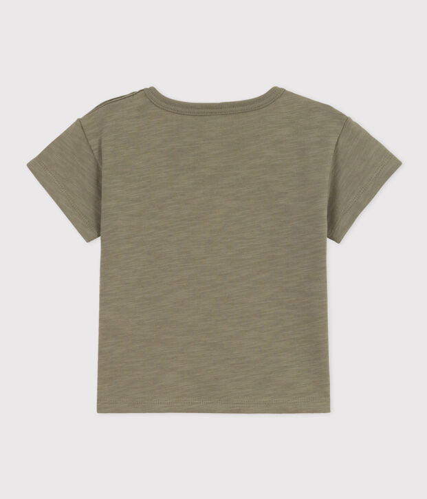 Camiseta de manga corta de punto flameado para beb&eacute; verde