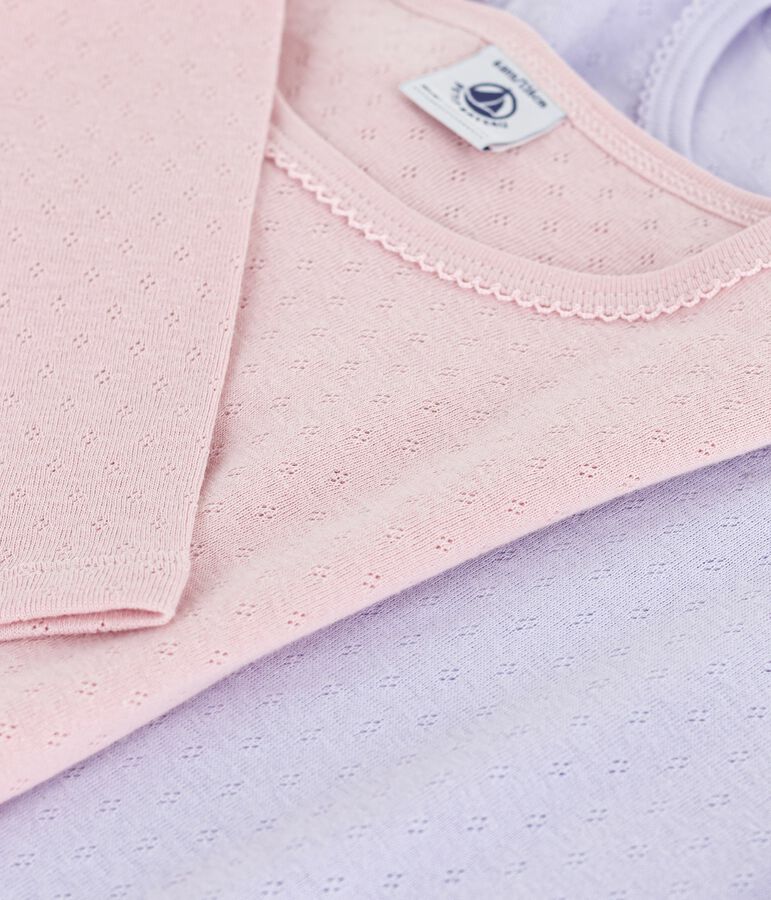 Juego de camisetas infantiles de algod&oacute;n calado de manga larga multicolor