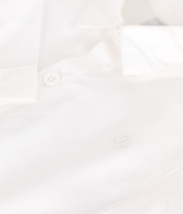Camisa lisa de algod&oacute;n para beb&eacute; blanco