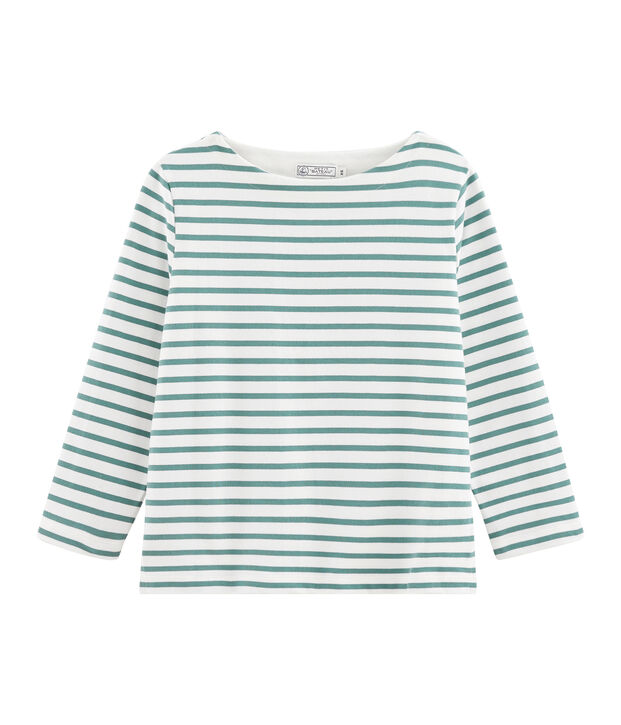 Camiseta marinera para mujer blanco/verde