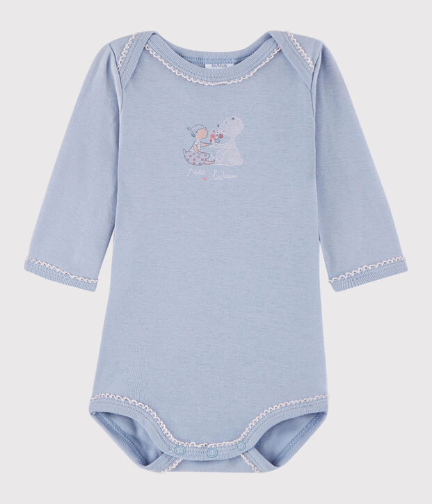 Bodi de manga larga de beb&eacute; ni&ntilde;a azul