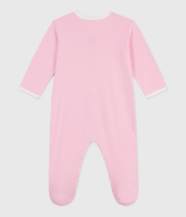 Pijama de algod&oacute;n liso para beb&eacute; rosa