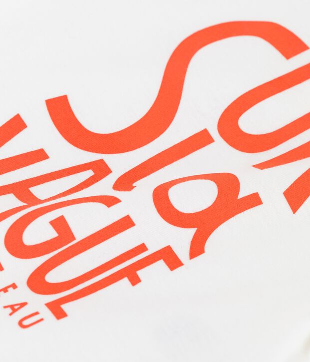 Camiseta de manga corta con motivo de algod&oacute;n de beb&eacute; blanco