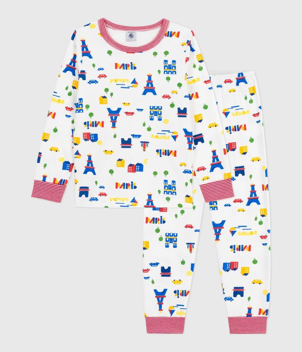 Pijama infantil de felpa con estampado de Par&iacute;s blanco/multicolor