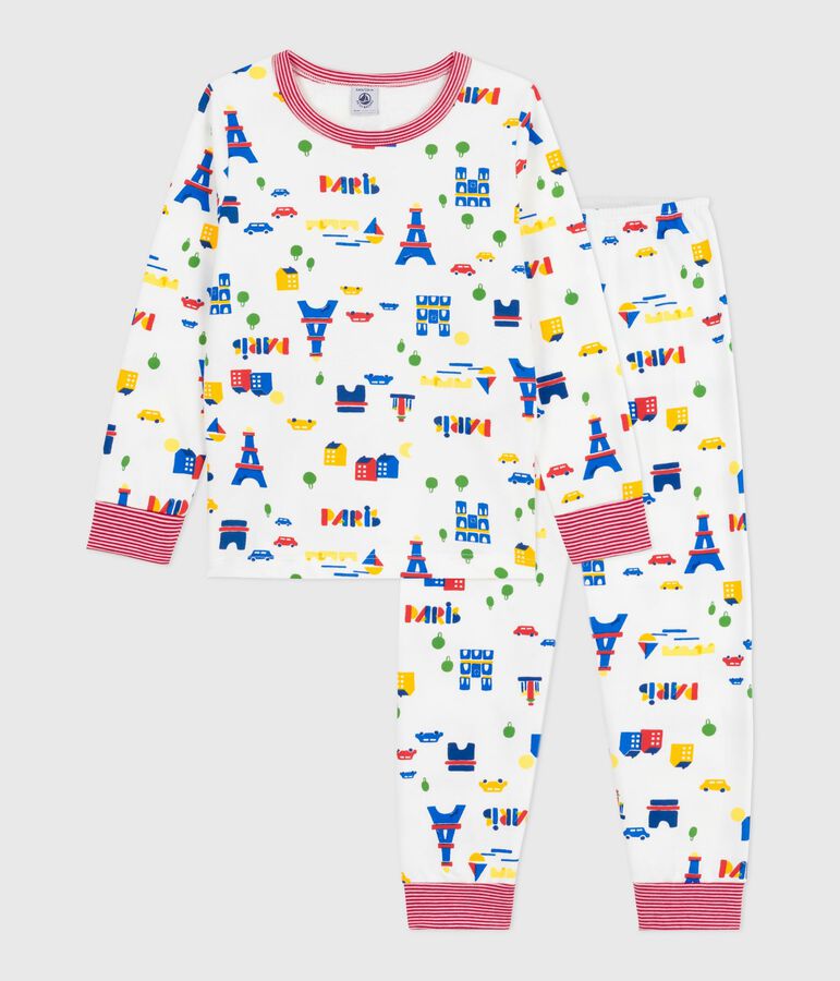 Pijama infantil de felpa con estampado de Par&iacute;s blanco/multicolor