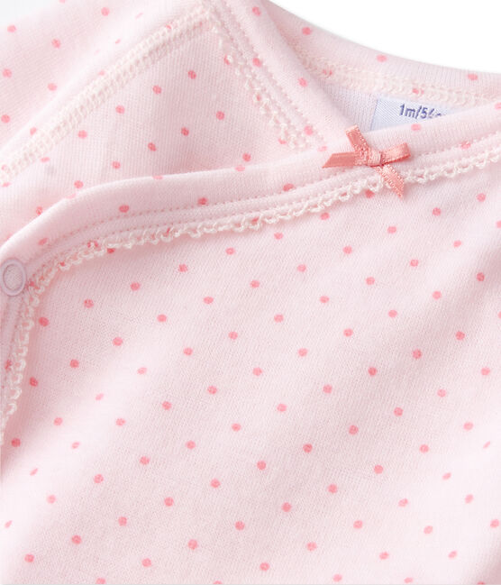 Body de manga larga de lana y algodón de primera puesta para bebé niña rosa VIENNE/rosa GRETEL