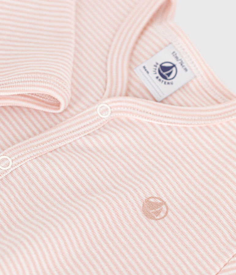 Pijama de algod&oacute;n para beb&eacute; rosa/blanco