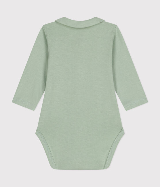 Bodi de manga larga con cuello para bebé verde HERBIER