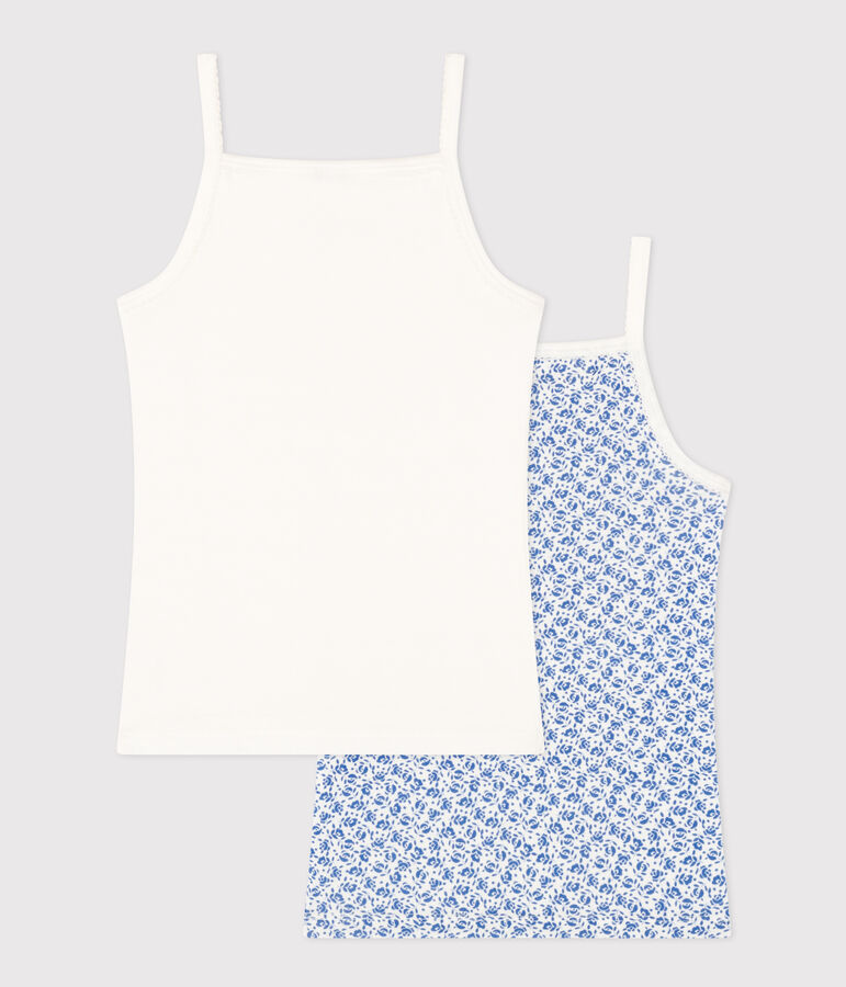 Juego de 2 camisetas de tirantes infantiles de algod&oacute;n con flor variante 1