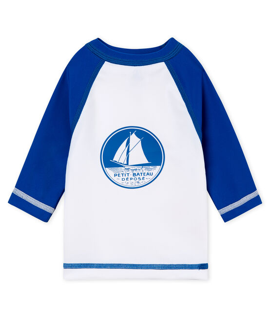 Camiseta manga larga de protección solar para bebé unisex blanco MARSHMALLOW/azul RIYADH