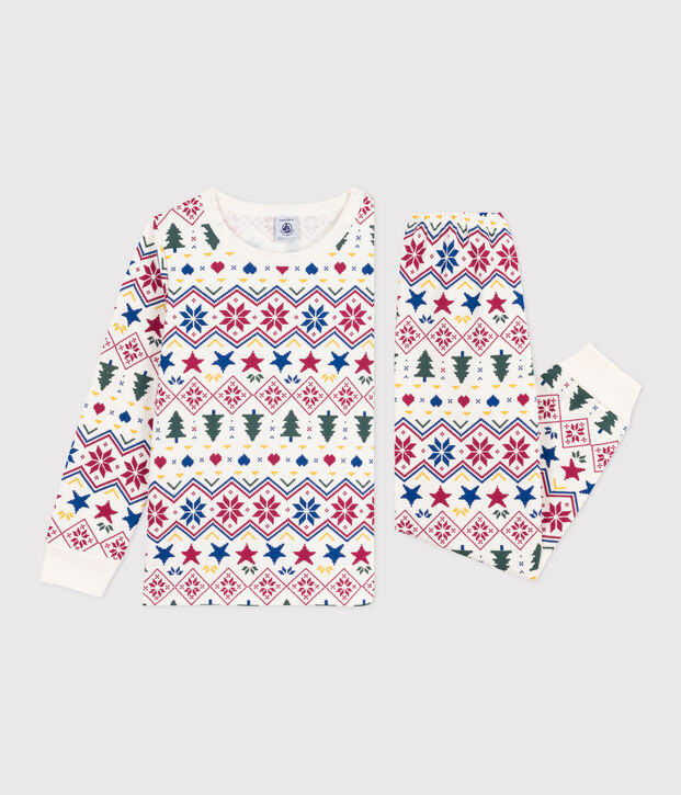 Pijama infantil de felpa con estampado de Navidad crudo/multicolor