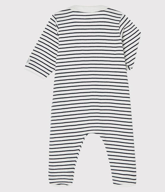 Pelele de bebé marinero de algodón orgánico blanco MARSHMALLOW/azul SMOKING