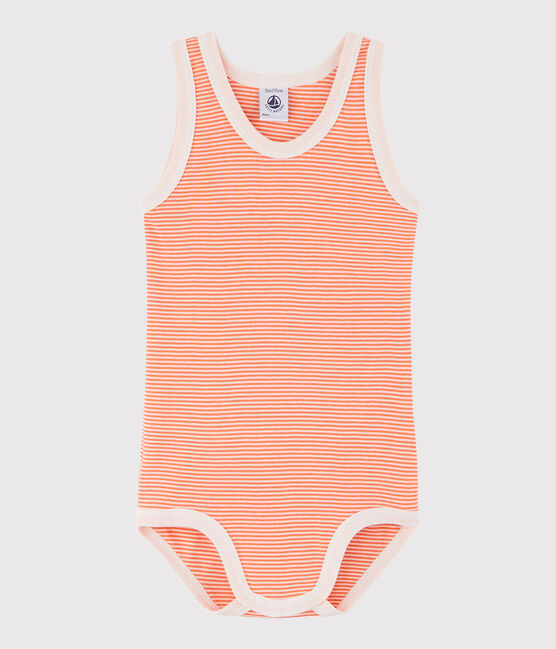 Bodi sin mangas de bebé niño naranja CORAL/blanco MARSHMALLOW