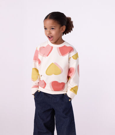 Sudadera infantil de algod&oacute;n con estampado de corazones