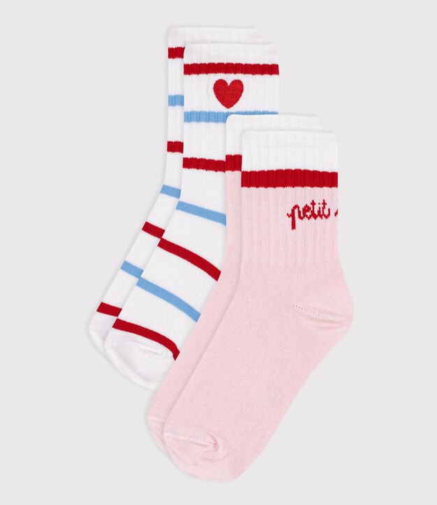 2 pares de calcetines de algod&oacute;n a rayas para ni&ntilde;a multicolor