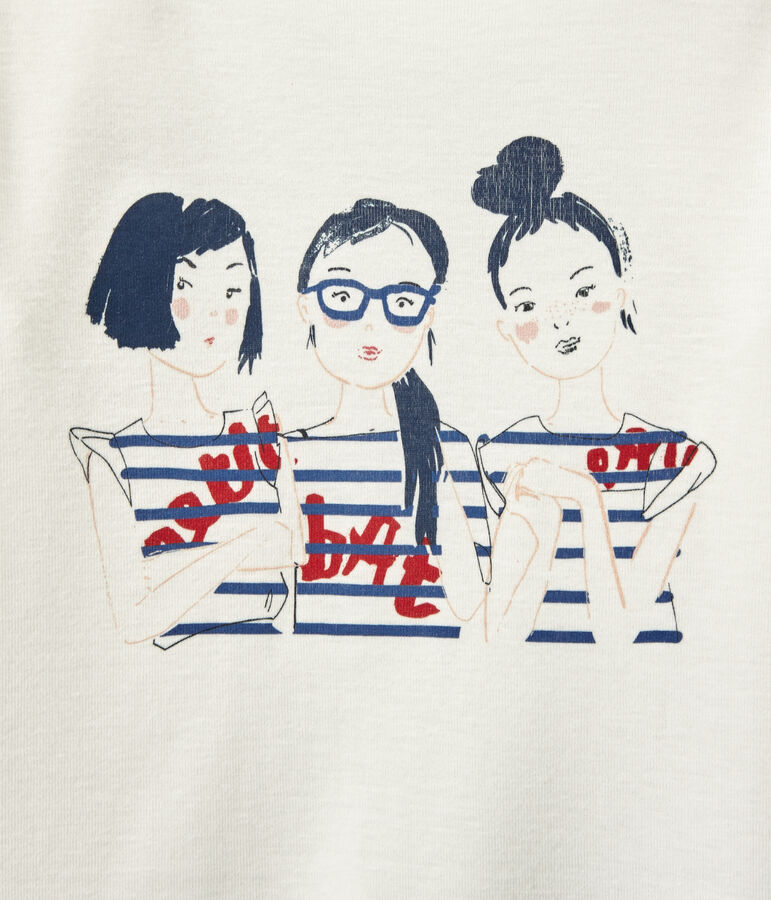 Camiseta de manga larga estampado para ni&ntilde;a blanco