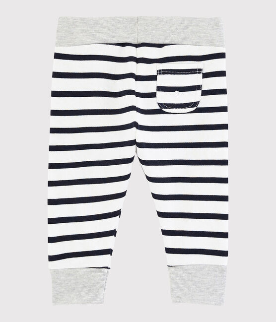Pantalón a rayas para bebé niño blanco MARSHMALLOW/azul SMOKING