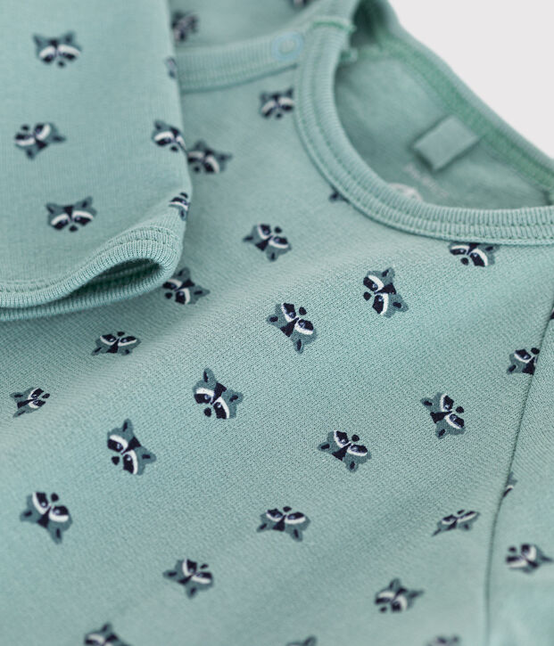 Pijama de felpa estampado para beb&eacute; verde/multicolor