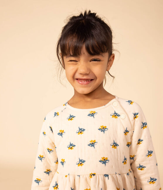 Vestido con estampado de manga larga de túbico de niña blanco AVALANCHE/ MULTICO