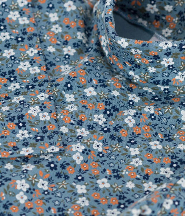 Prenda de cuello de cisne con estampado de flores de algod&oacute;n de ni&ntilde;a azul/multicolor
