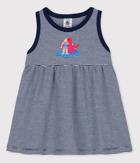 Vestido Bebé Petit Bateau x Water Family azul MEDIEVAL/blanco MARSHMALLOW