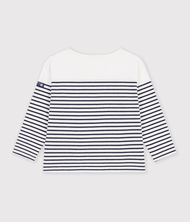 Marinera infantil de algod&oacute;n blanco/azul