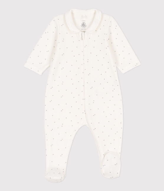 Pelele de terciopelo con estrellas blanco MARSHMALLOW/gris GRIS