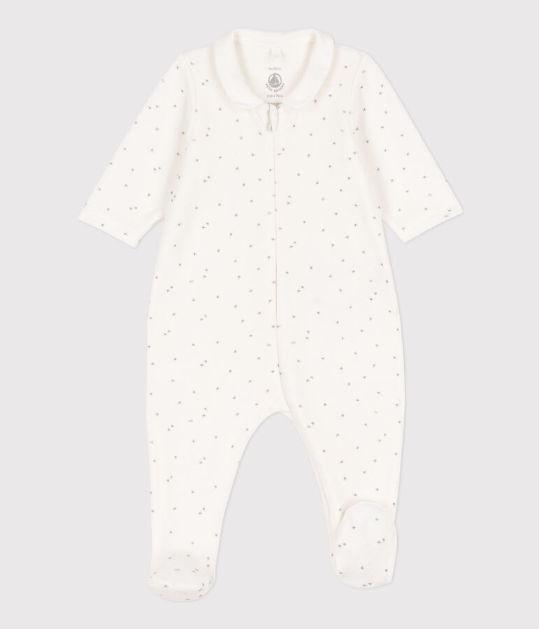 Pelele de terciopelo con estrellas blanco MARSHMALLOW/gris GRIS