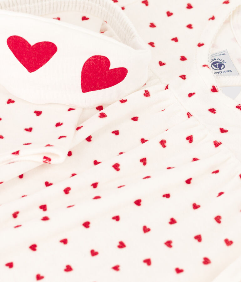 Camis&oacute;n y diadema de terciopelo con coraz&oacute;n para ni&ntilde;a blanco/rojo