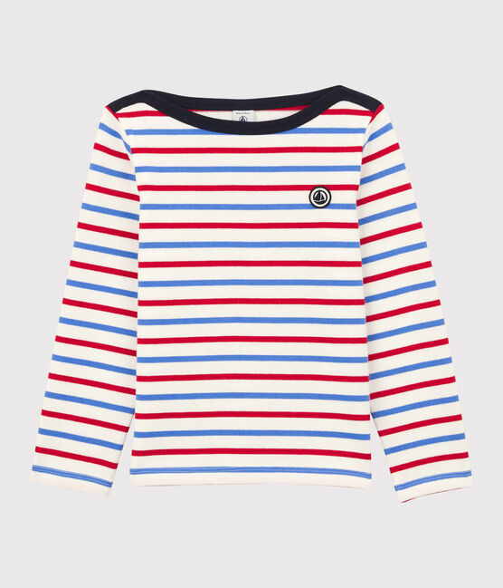 Marinera de algodón de niña / niño blanco MARSHMALLOW/rojo BRASIER/azul PEPS