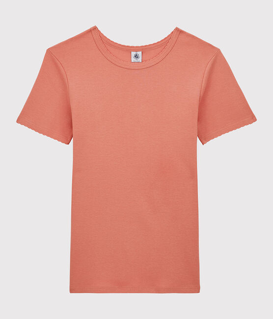 Camiseta ICÓNICA de punto «cocotte» de algodón orgánico para mujer rosa PAPAYE